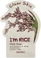 TONY MOLY тканевая маска I’m Real Rice очищающая