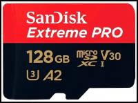 Карта памяти SanDisk microSDXC 128 ГБ Class 10, V30, A2, UHS-I U3, адаптер на SD, 1 шт., черный