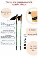 Телескопические палки для скандинавской ходьбы Vinson P200 (2 секции, алюминий) зеленые