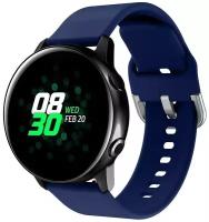 Силиконовый ремешок для Samsung Galaxy 20 mm / Huawei Watch / Сменный браслет с застежкой для умных смарт часов Самсунг Галакси/ Хуавей, Темно-синий