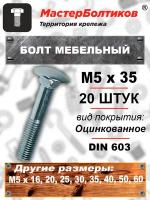 Болт мебельный 5х35 оцинкованный (20 штук)