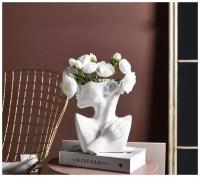 Керамическая белая ваза для сухоцветов и интерьера, кашпо в форме тела женщины скульптура