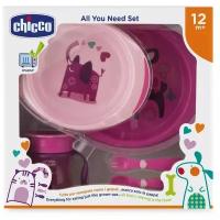 Комплект посуды Chicco 12 м+, 5 предметов, розовый