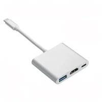 Расширитель портов хаб для MacBook Type C на HDMI USB 3.0 Флешка доп экран + зарядка