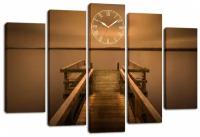Модульная картина с часами / Часы на холсте Мостик деревянный