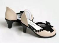 Iplehouse Shoes (Бежевые туфельки с чёрным бантом для кукол Иплхаус 70 см)