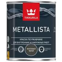 Tikkurila Metallista,Специальная атмосферостойкая краска по ржавчине для внутренних и наружных работ,Молот. черная,0,9л