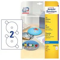 Этикетки Avery Zweckform CD/DV C9660-25 A4, 196г/м2, 25 л, white