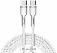 Baseus Нейлоновый кабель Baseus Cafule Series Metal Data Cable Type-C to Type-C 100W 2m White белый CATJK-D02