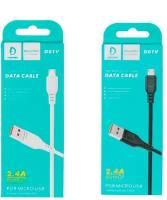 Кабель Micro USB с быстрой зарядкой/1м 2.4A Denmen D01V Data Cable/Кабель для микро юсб Белый