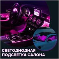 Светодиодная подсветка, подсветка салона автомобиля светодиодная с пультом, RGB