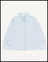 Блузка для девочки классическая, трикотажная, для школы, рубашка для девочки / Белый слон 5445 (светло-голубой) р.158