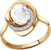Кольцо Diamant online, золото, 585 проба, горный хрусталь, фианит