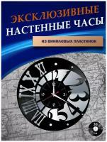 Часы настенные из Виниловых пластинок - Цифры (серебристая подложка)