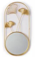 Зеркало с декором, панно из металла, декор на стену Mirror ginkgo, 21 х 1 х 50 см