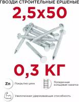 Гвозди ершёные Профикреп оцинкованные 2,5 х 50 мм, 0,3 кг