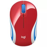 Мышь Logitech Mini M187, оптическая, беспроводная, USB, красный и белый [910-002732]