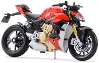Металлический мотоцикл Maisto Ducati Super Naked V4 S, масштабная коллекционная модель Маисто Дукати 1:18 красный, 20-20075