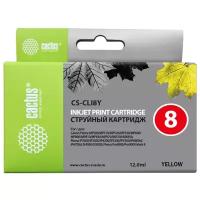 Картридж струйный Cactus CS-CLI8Y желтый (12мл) для Canon Pixma MP470/MP500/MP510/MP520/MP530/MP600/MP800/MP810/MP830/MP970/iP3300/iP3500/iP4200/iP4300/iP5200/iP5300/iP6600D/iP6700D/MX700/MX850/iX4000/iX5000/Pro9000/9000Mark II