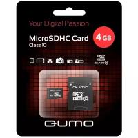 Карта памяти микро SDHC 4 Гб класс 10- Qumo - с адаптером SD