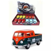 Металлическая машинка Kinsmart 1:34 1963 Volkswagen Bus Double Cab Pickup (Delivery) KT5396D инерционная / Оранжевый