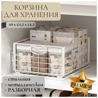 Корзинка для хранения (40х24,2х14,3) разборная, металлическая, для кухни, ванной, гардеробной, IBER