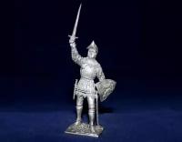 Коллекционная оловянная миниатюра, солдатик в масштабе 54мм( 1/32) Французский рыцарь, 2-я пол. 14 в