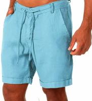 Пляжные шорты с подворотами мужские цвет голубой (размер: 54, размер производителя: xl)