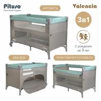 Манеж-кровать Pituso Valencia Mint grey/Мятно-серый