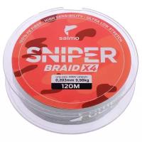 Плетеный шнур Salmo Sniper Braid 4X d=0.2 мм, 120 м, 9.98 кг, army green, 1 шт