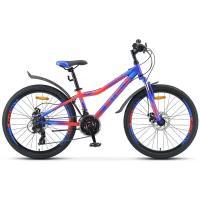 Подростковый горный (MTB) велосипед STELS Navigator 410 MD 24 21-sp V010 (2019) синий/неоновый/красный 13