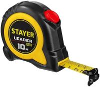 STAYER LEADER 10м / 25мм рулетка с автостопом в ударостойком обрезиненном корпусе