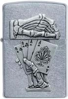 Зажигалка ZIPPO Dead Mans Hand с покрытием Street Chrome, латунь/сталь, серебристая, 38x13x57 мм