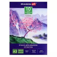 Brauberg Папка для акварели А3, 297 х 420 мм, 10 листов, блок 200 г/м2 бумага по ГОСТ 7277-77