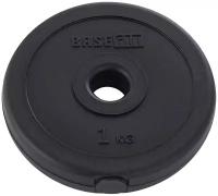 Диск пластиковый BASEFIT BB-203 1 кг, d=26 мм, черный