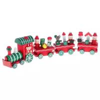 Сувенир деревянный поезд 20 см красный, игрушка фигурка паровоз декор для дома, подарки детям на день рождения