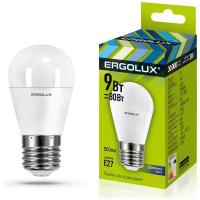 Электрическая светодиодная лампа Ergolux LED-G45-9W-E27-6K Шар 9Вт E27 6500K 172-265В 13178