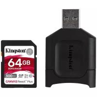 Карта памяти Secure Digital 64 Gb kingston SDXC UHS-II U3 V90 Canvas React Plus + MLP SD UHS-II Reader [MLPR2/64GB]