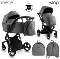 Коляска 2 в1 Ibebe I-Stop Leather короб+прогулка Grey/Black