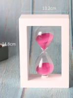 Часы песочные с розовым песком на 15 минут wood-wpink15