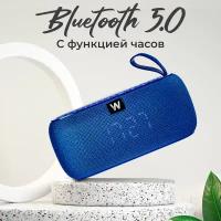 Портативная колонка bluetooth 5.0, WALKER, WSP-150, 2 динамика по 5Вт, блютуз, с подсветкой беспроводная, колонка музыкальная как jbl акустика, синяя