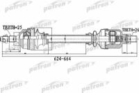 PATRON PDS0482 Полуось передний мост слева 25x624x58,5x26 CITROEN C4 II B7 1.6 16V 5FS EP6C 120 Л. С. бензиновый 2011 - PEUGEOT 308 CC 4B 1.6 16V