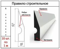 Правило строительное алюминиевое 1 м, 10 шт