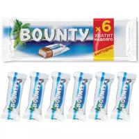 Bounty шоколадный батончик, пачка 6шт по 27,5г