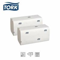 Полотенца бумажные листовые двухслойные Tork Advanced H3 ZZ-сложения, 23x23 см, 2 пачки по 200 листов (290184)