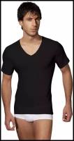 Мужская футболка черная с V-образным вырезом из натурального хлопка Doreanse 2810 L (48)