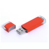 Классическая металлическая флешка для нанесения логотипа (128 Гб / GB USB 2.0 Оранжевый/Orange 014 гравировка)