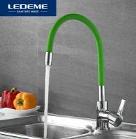 Смеситель для кухни LEDEME гибкий шланг зелёный L4898-5