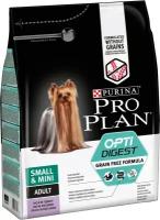 Pro Plan Grain Free Mini корм для взрослых собак мелких пород с чувствительным пищеварением Индейка, 2,5 кг