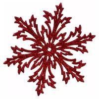 Снежинка красный, 12 см, (набор 8 шт.), Морозко